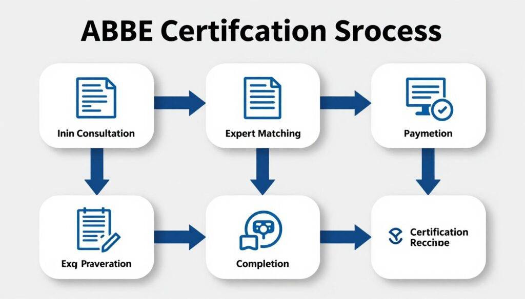 ABBE認證代考服務流程示意圖展示從諮詢到拿證的完整過程