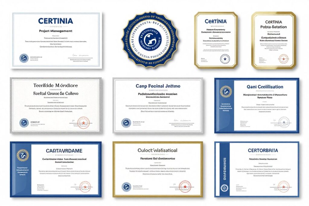 不同類型的Certinia認證證書和徽章，展示Certinia 認證代考服務涵蓋的範圍
