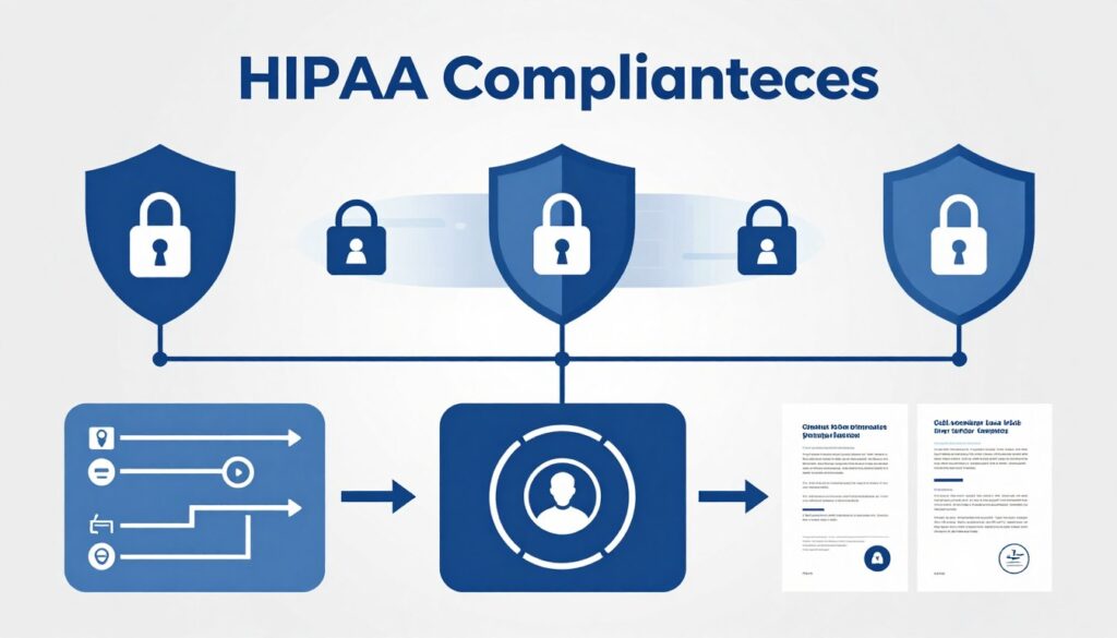 HIPAA compliance and data security in medical imaging systems illustration