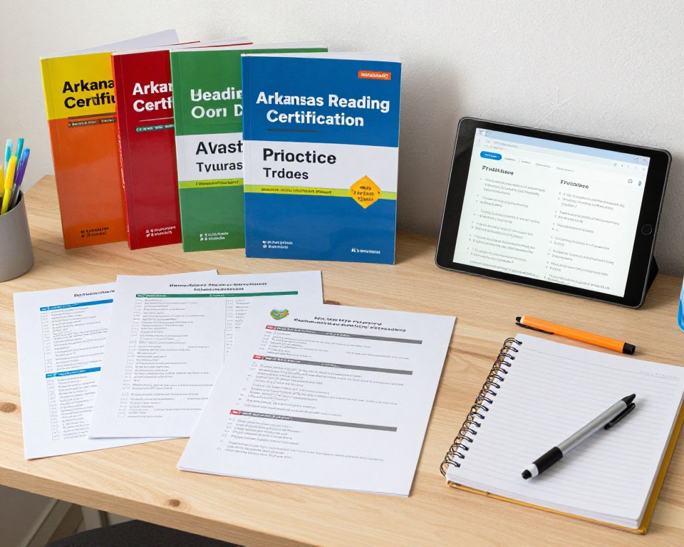 Collection of Arkansas Foundations of Reading study materials and textbooks