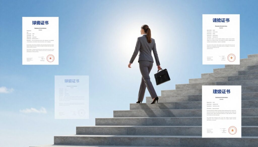 Professional taking the first step toward career advancement