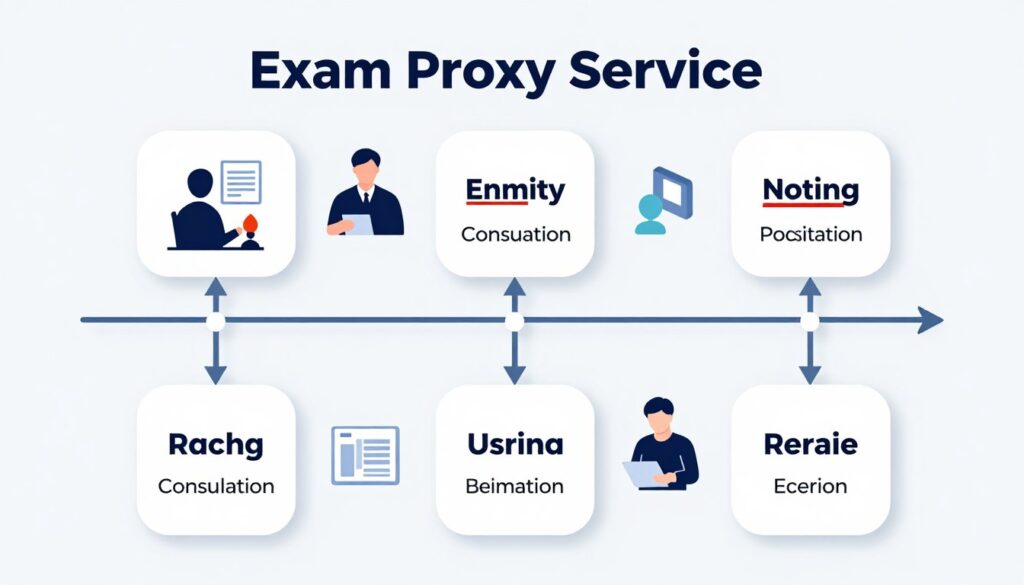 代考服務流程圖展示從諮詢到考試完成的各個階段
