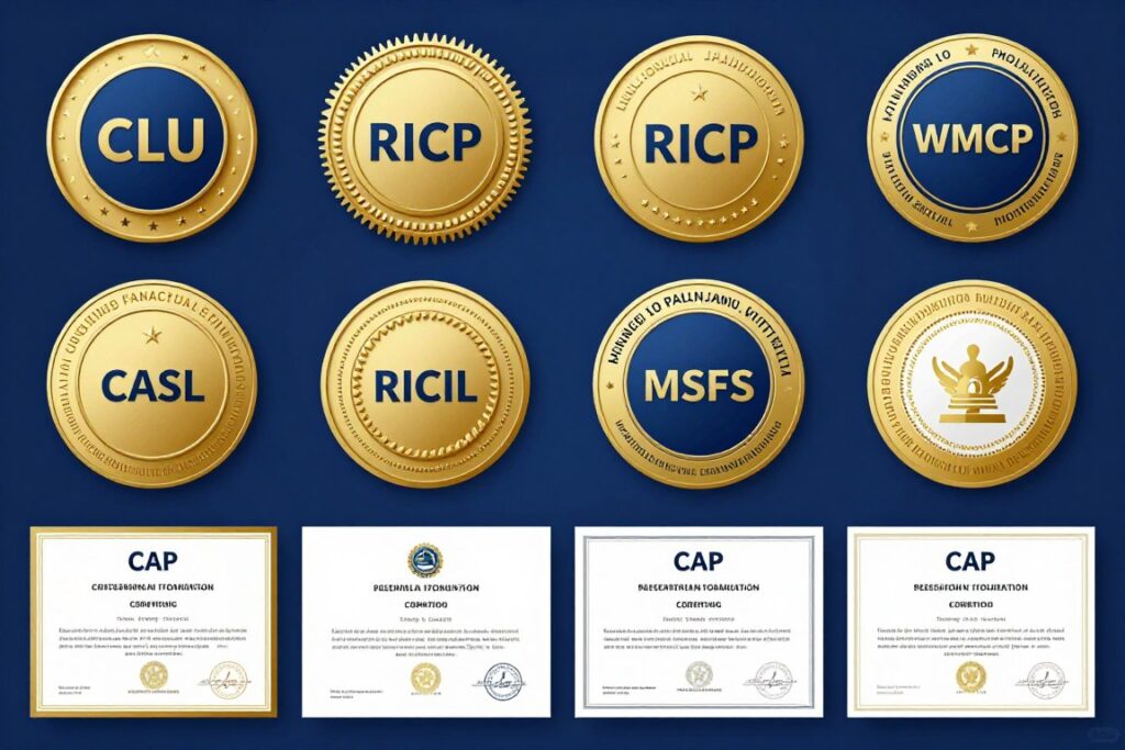 多種金融專業認證徽章展示