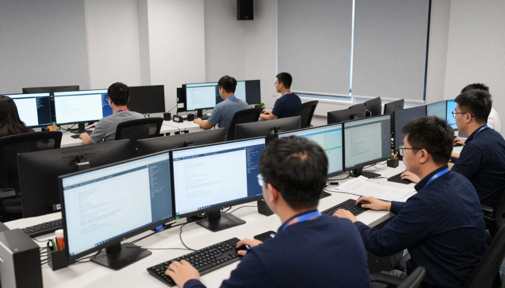 專業代考團隊工作場景展示遠程考試技術與監控系統