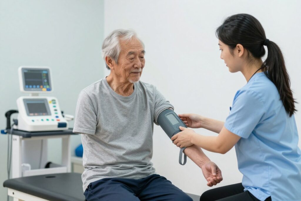 慢性病患者在專業指導下進行運動康復訓練