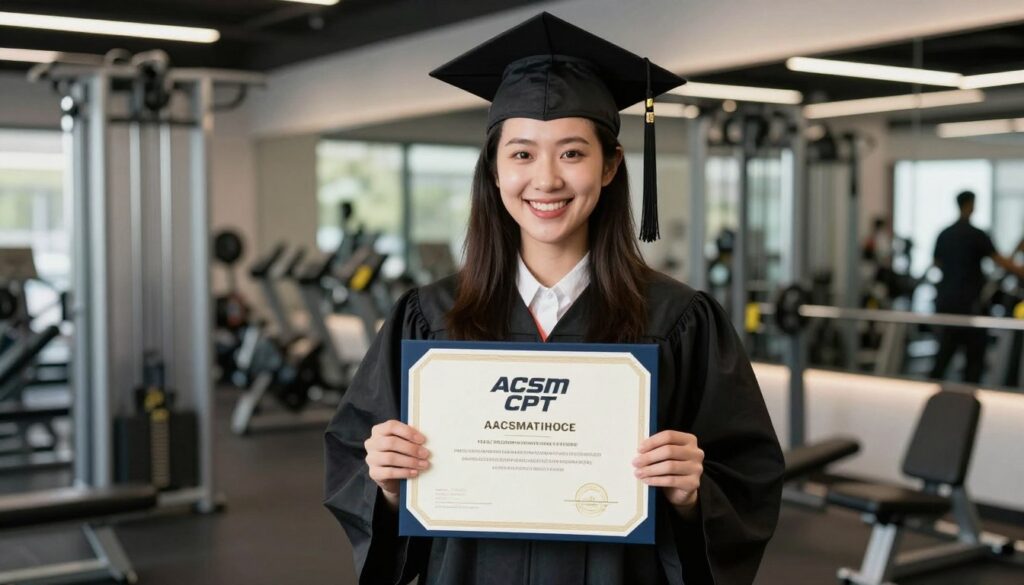 成功取得ACSM認證的學員展示證書慶祝成功