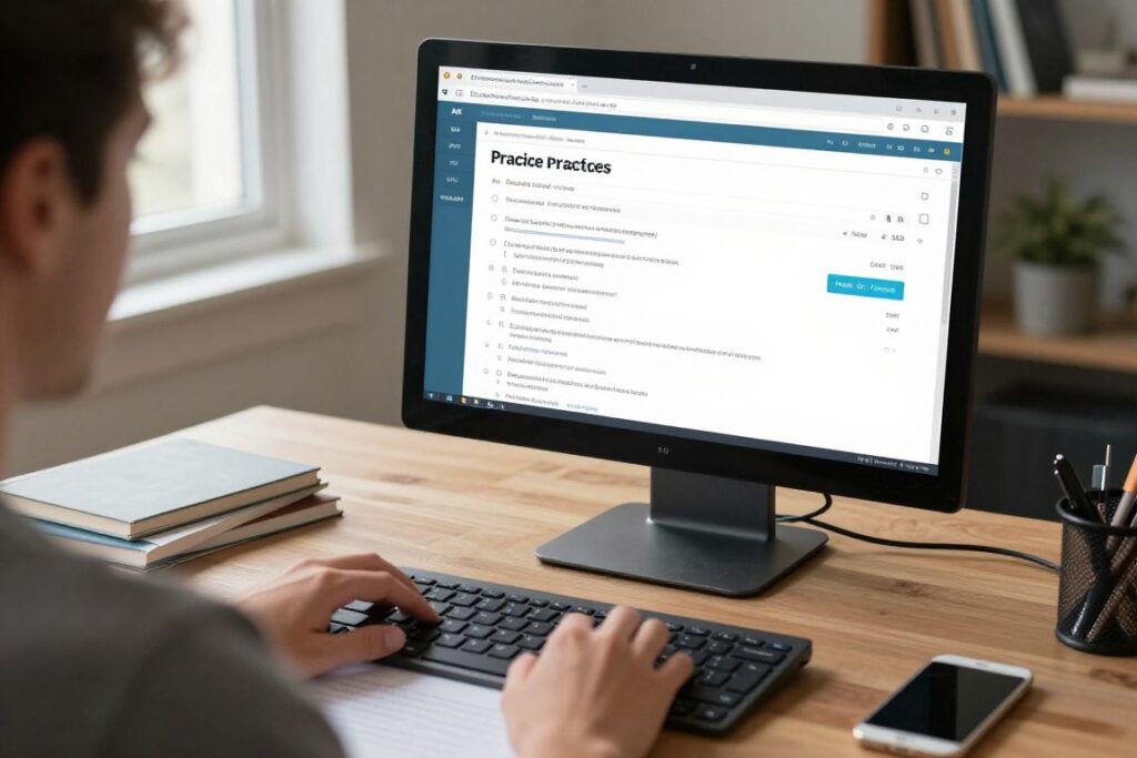 考生使用電腦進行ARRT考試線上練習模擬