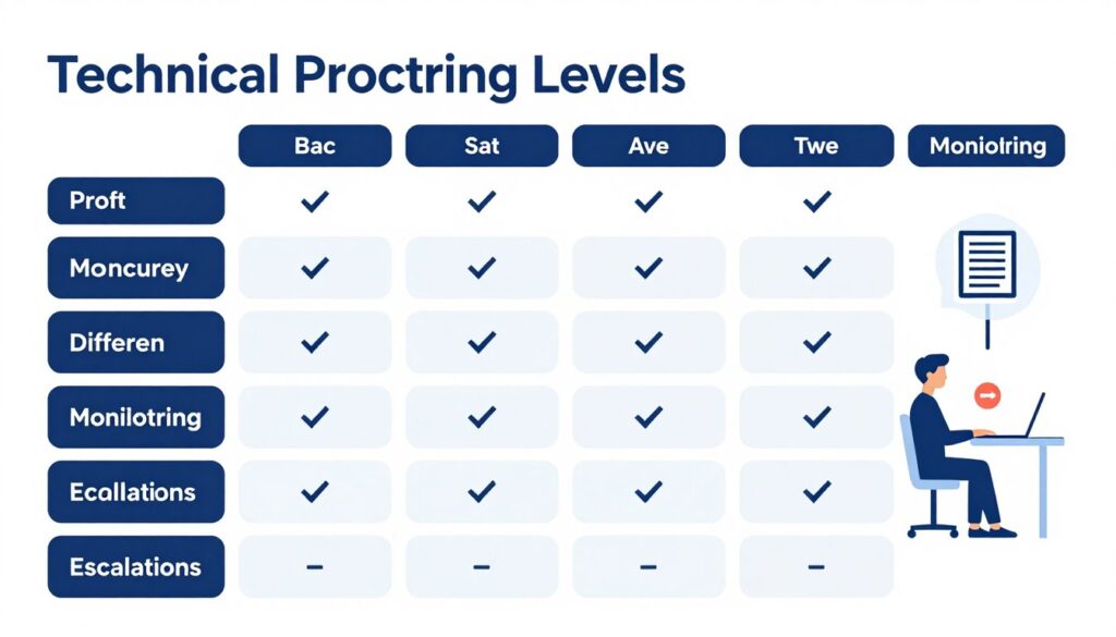 不同監考級別對應的技術解決方案比較圖