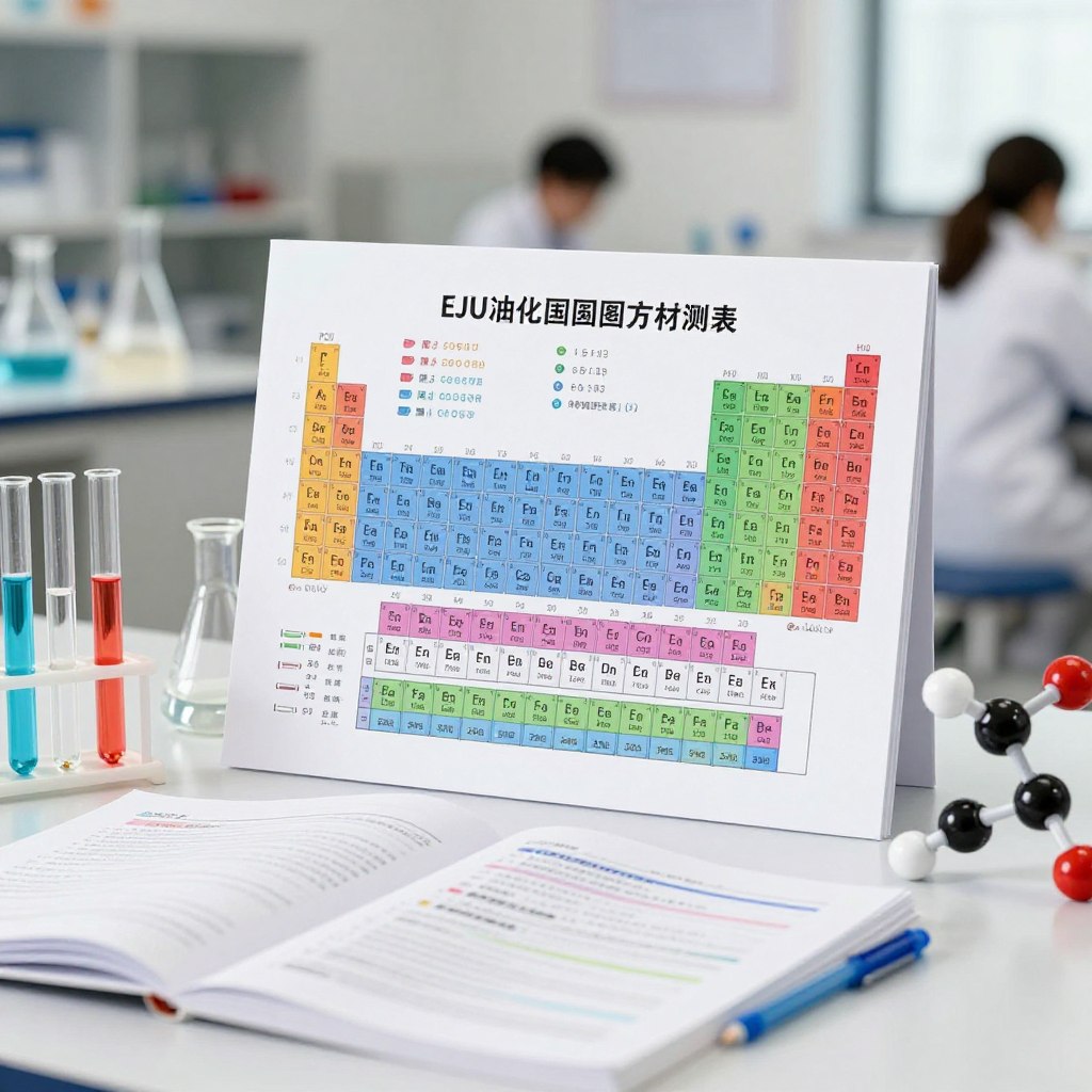化學實驗器材和元素週期表配合EJU化學考試材料展現專業代考能力