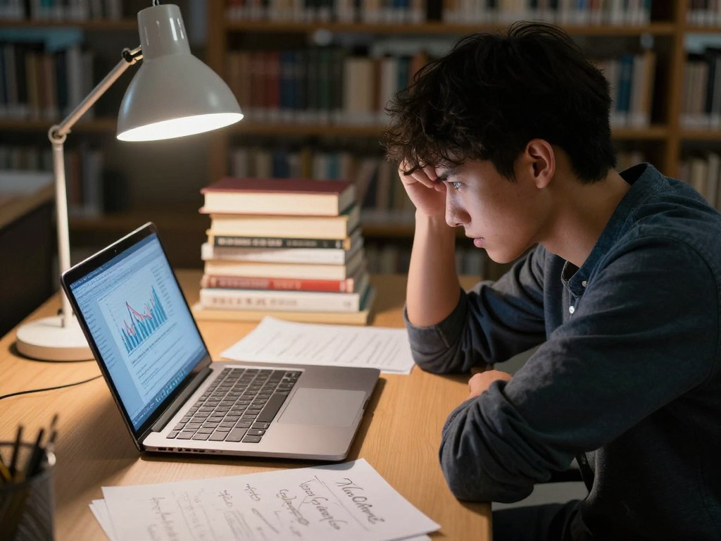 學生面對統計作業壓力的學習場景