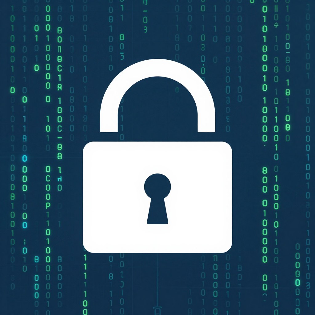 安全鎖圖標與數據加密代碼的概念圖,象徵信息安全和隱私保護