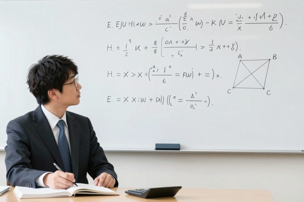 數學專家正在解答EJU數學考試題目展示專業代考服務的學科實力