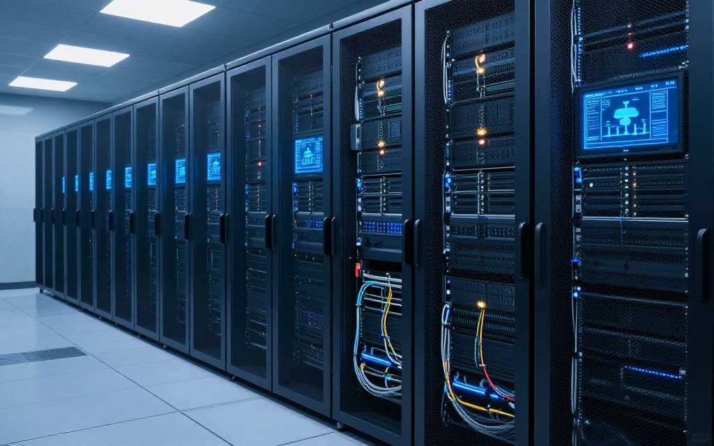 數據庫系統架構圖示與服務器機房環境