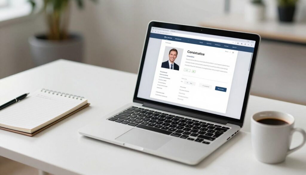 服務流程示意，展示諮詢與溝通過程