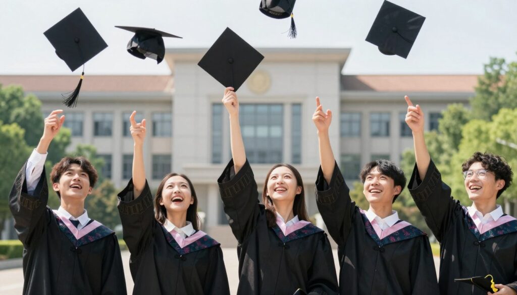學生學業成功慶祝場景 學生學業成功慶祝場景
