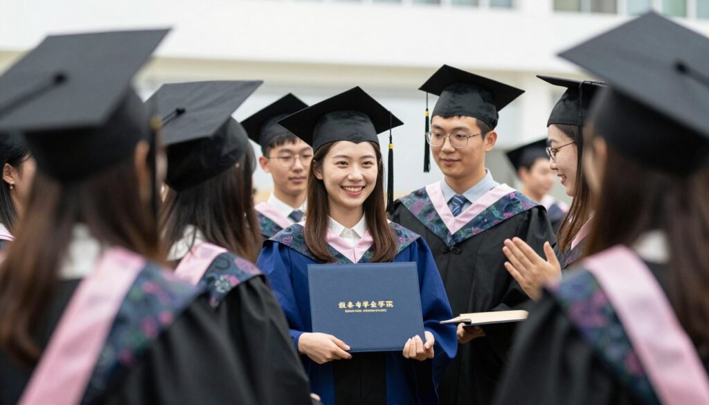 學生成功畢業慶祝場景