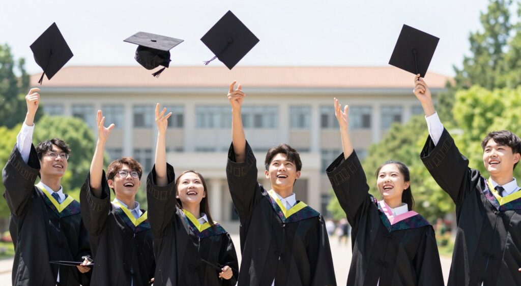 成功完成學業慶祝場景 成功完成學業慶祝場景