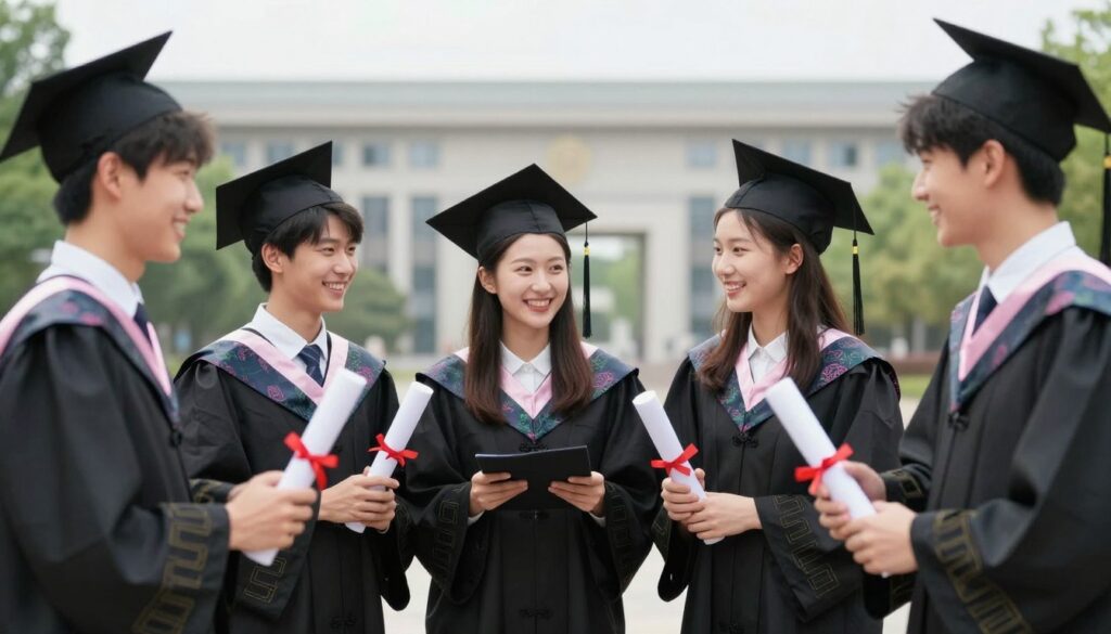 成功完成學業的學生慶祝畢業時刻