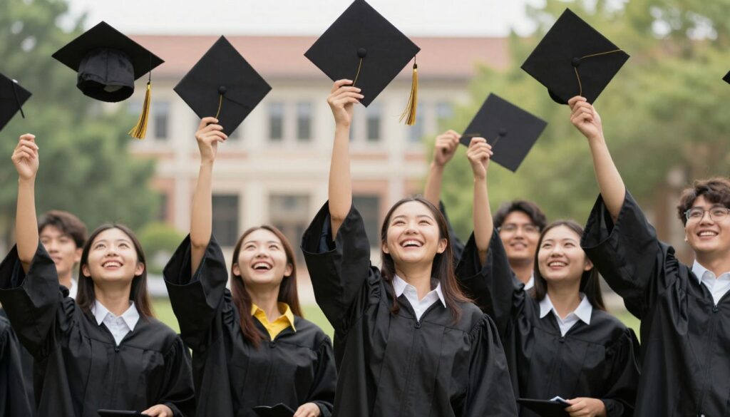 成功的學生慶祝學業成就 成功的學生慶祝學業成就
