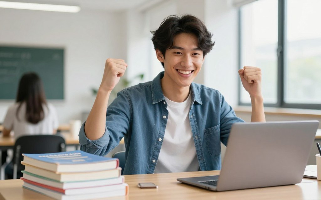 成功完成化學課程的留學生慶祝